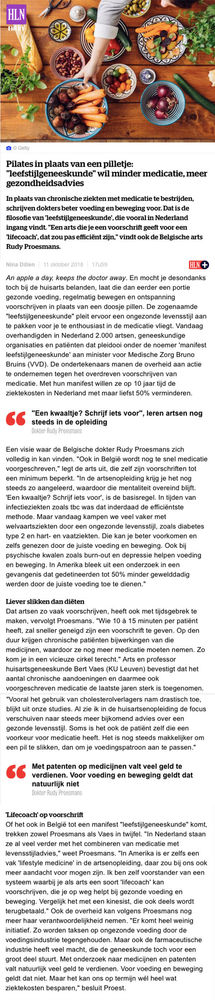 Reactie op artikel uit HLN: ‘Pilates in plaats van een pilletje’ - DR KARAVANI